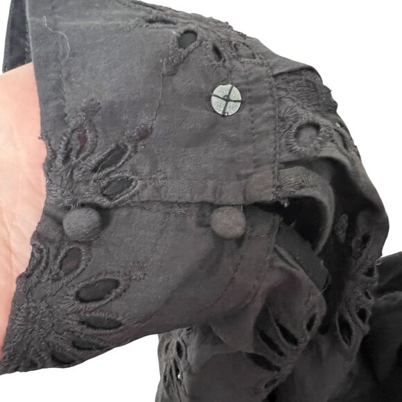 NEW Anthropologie Blank London Black Eyelet Cotton Top Large - Picture 7 of 11